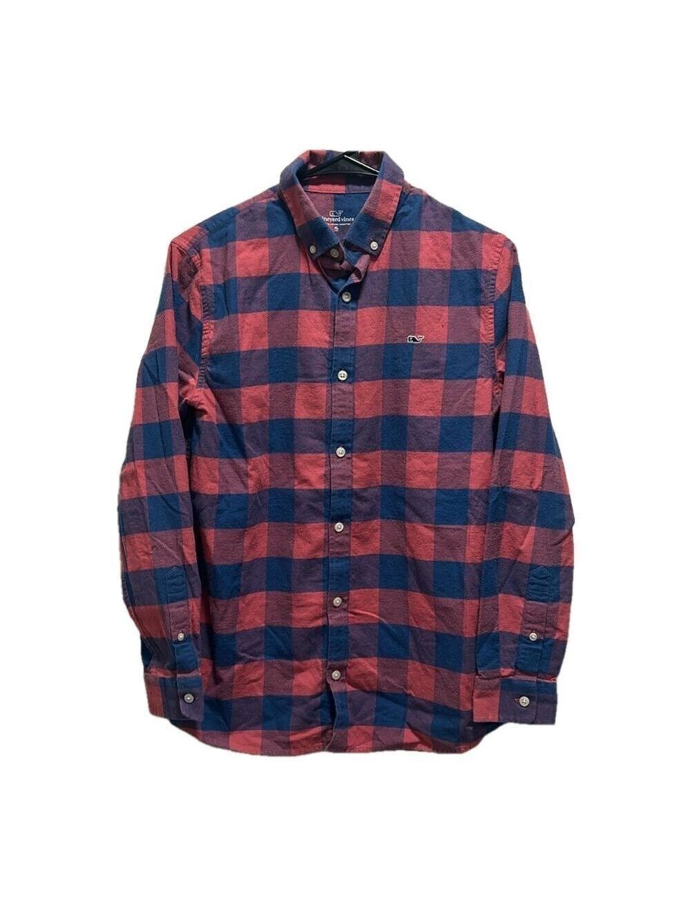 Vineyard Vines Boys Pink and Blue Checkered 100% Cotton Flannel Button Down XL